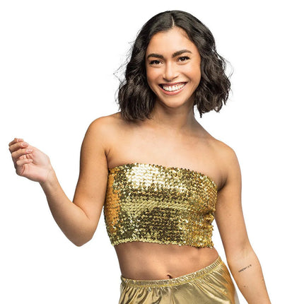 Top Sparkle goud (M/L stretch) van Boland koop je bij Partywinkel