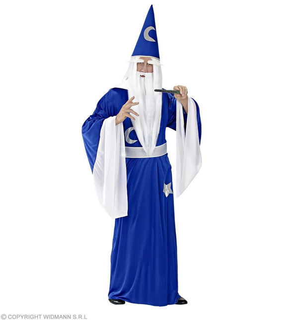 Tovenaar Kostuum Blauw Wit Heren - Partywinkel - 8003558351015
