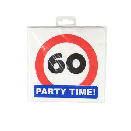 60 Años Servilletas Señal de Tráfico 16,5cm 16pcs