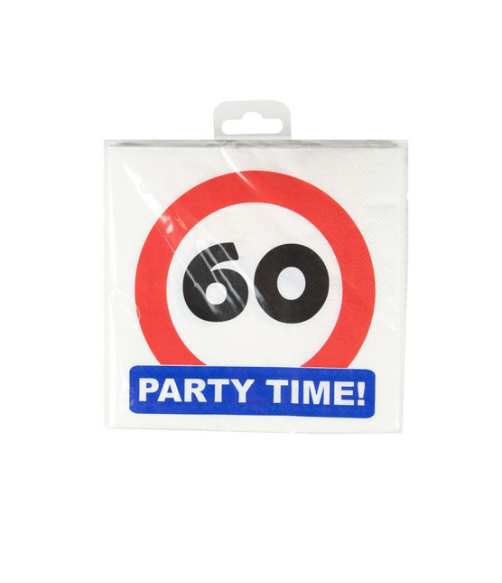 60 Años Servilletas Señal de Tráfico 16,5cm 16pcs