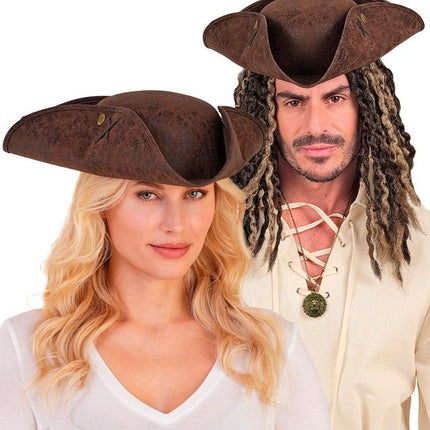 TRICORN VERWEERD LEER BRUIN van Widmann koop je bij Partywinkel