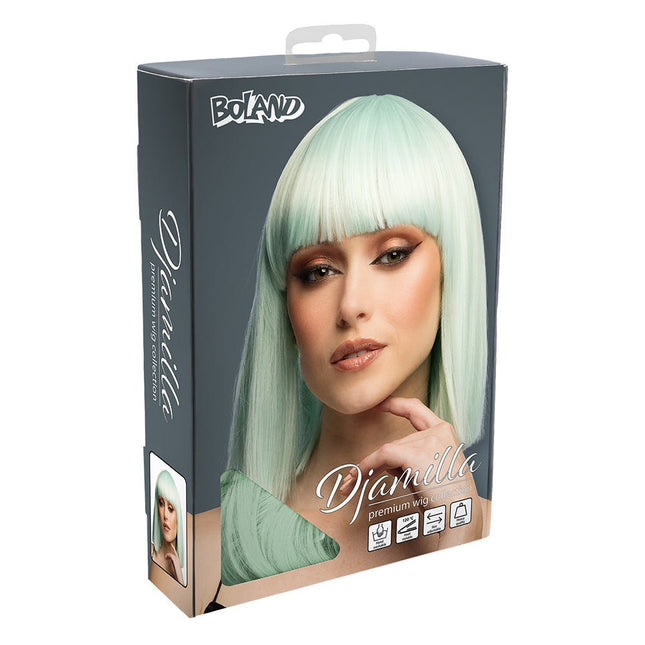 Turquoise Pruik Bob Met Pony van Boland koop je bij Partywinkel