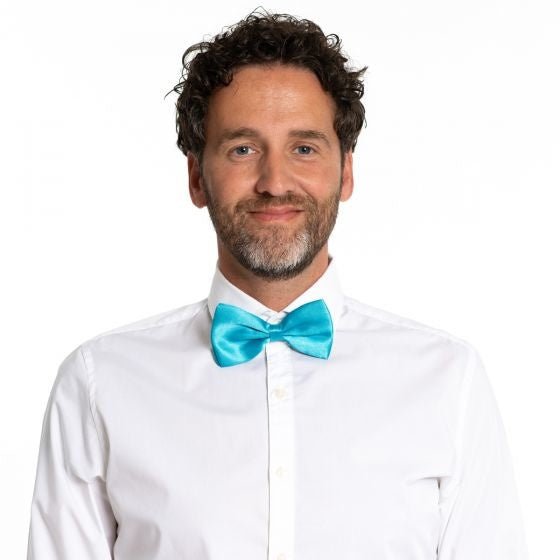 Turquoise Vlinderdas van Partychimp koop je bij Partywinkel