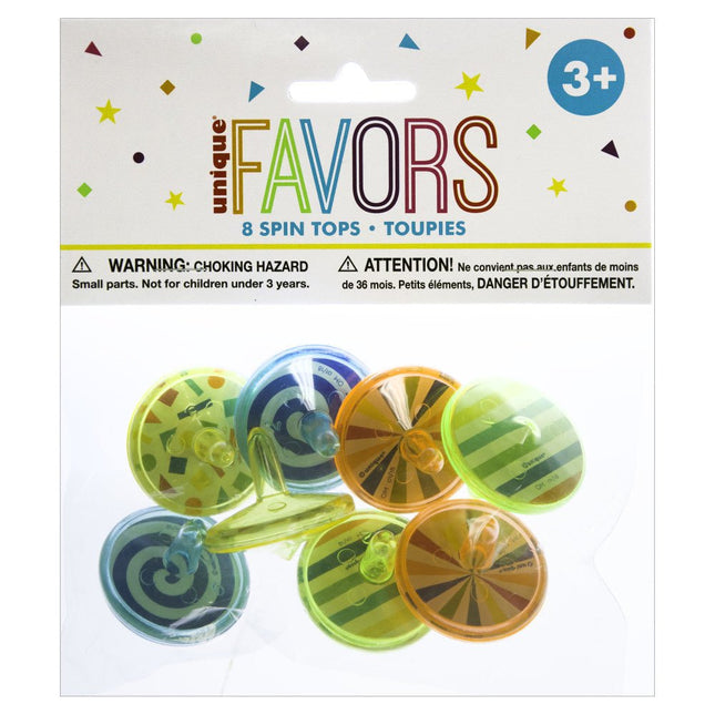 Uitdeelcadeautjes Tollen 4cm 8st van Unique koop je bij Partywinkel