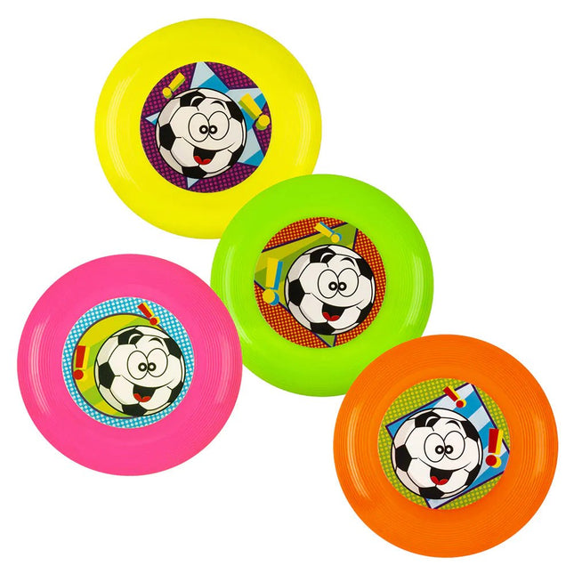 Uitdeelcadeautjes Voetbal Frisbees 9cm 4st van Boland koop je bij Partywinkel