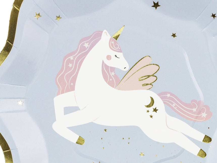 Unicorn Borden 18cm 6st van Partydeco koop je bij Partywinkel