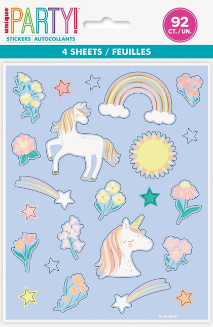 Unicorn Stickers 4st van Unique koop je bij Partywinkel