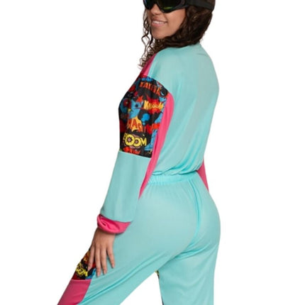 Traje de esquí de los 80 con gafas Cómic - Unisex