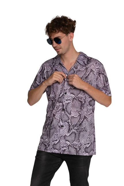 Camisa Estampado Serpiente Plata Hombre