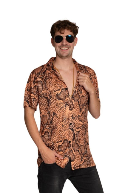 Camisa Estampado Serpiente Oro Hombre