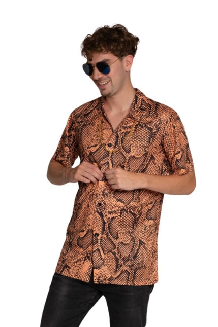 Camisa Estampado Serpiente Oro Hombre