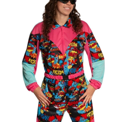 Traje de esquí de los 80 con gafas Cómic - Unisex