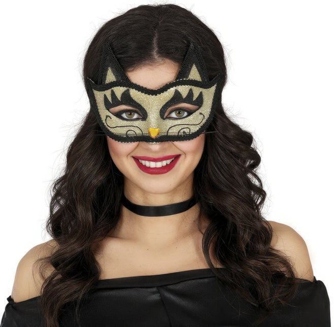 Venetiaans Oogmasker Goud Kat van Fiestas Guirca koop je bij Partywinkel