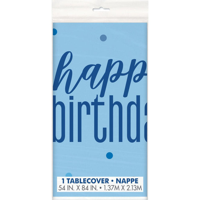 Verjaardag Tafelkleed Happy Birthday Blauw 2,13m van Unique koop je bij Partywinkel