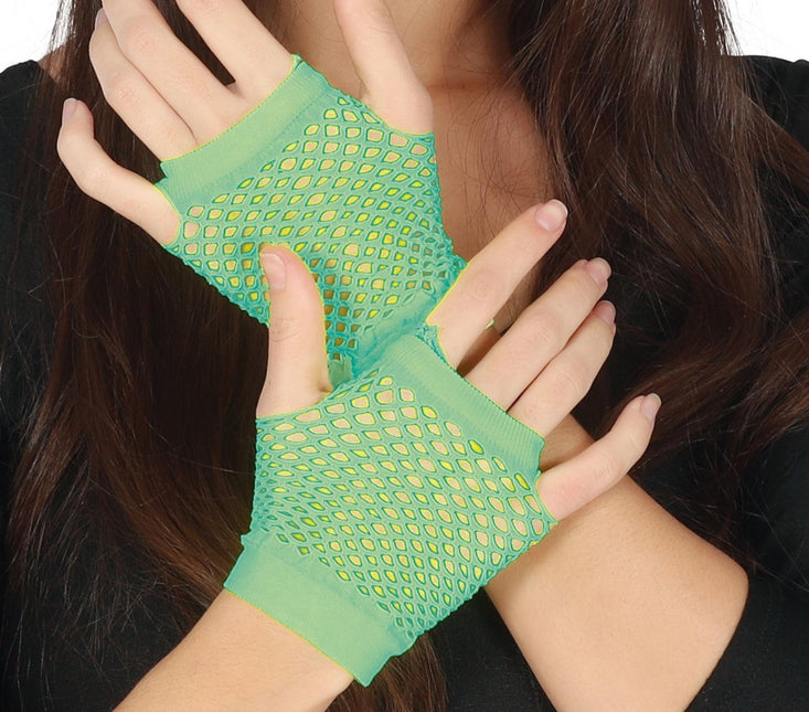 Visnet Handschoenen Limoen Groen 11cm van Fiestas Guirca koop je bij Partywinkel
