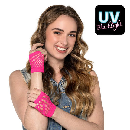 Visnet Handschoenen Roze van Boland koop je bij Partywinkel