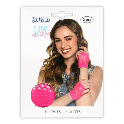 Visnet Handschoenen Roze van Boland koop je bij Partywinkel