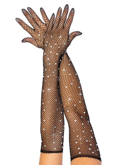 Visnet Handschoenen Zwart Strass - Partywinkel - 714718548555