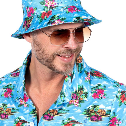 Hawaii Bucket Hat Blauw van Wilbers & Wilbers koop je bij Partywinkel