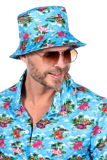 Vissershoedje Hawaii blauw - Partywinkel - 8720059071555