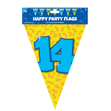 Vlaggenlijn 14 Jaar Gekleurd 10m van Paper Dreams koop je bij Partywinkel