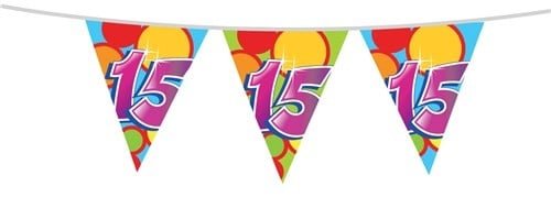 Vlaggenlijn 15 Jaar 10m - Partywinkel - 8711319055491
