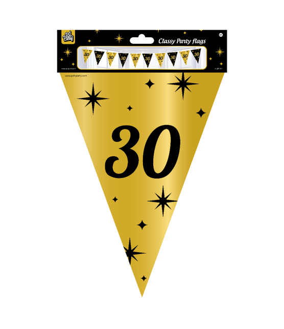 Vlaggenlijn 30 Jaar Goud Zwart 10m van Paper Dreams koop je bij Partywinkel