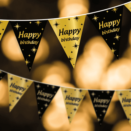 Vlaggenlijn 60 Jaar Goud Zwart 10m van Paper Dreams koop je bij Partywinkel