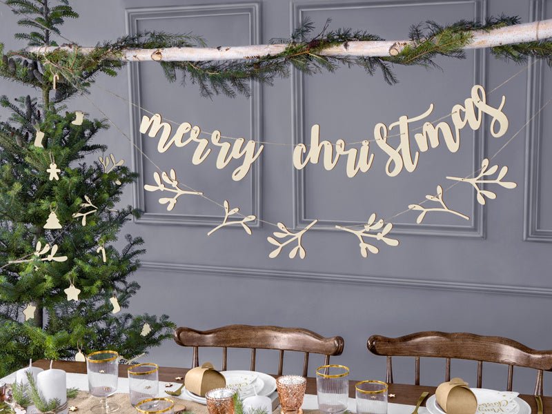 Vlaggenlijn Merry Christmas Hout 87cm van Partydeco koop je bij Partywinkel