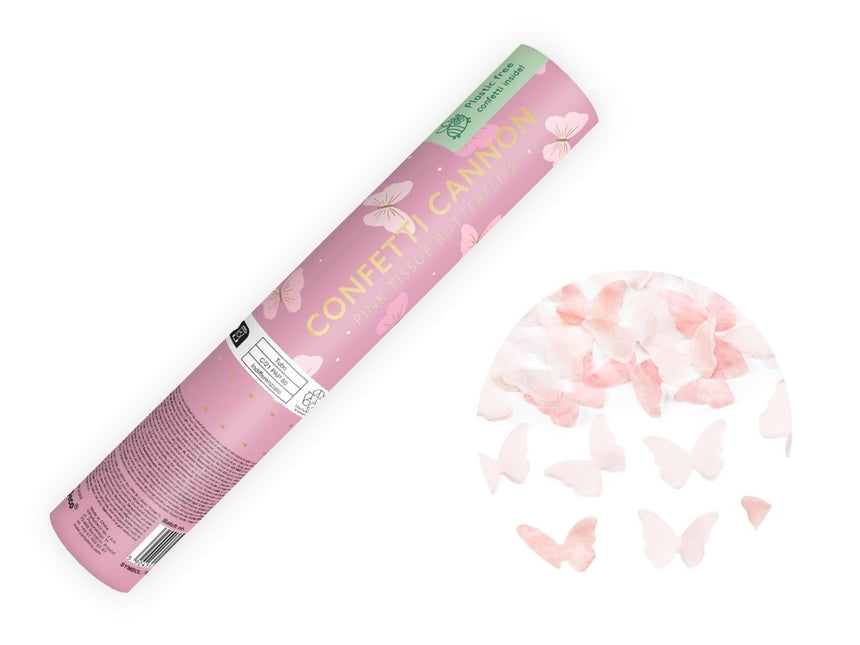 Vlinder Confetti Kanon Wit 20cm van Partydeco koop je bij Partywinkel