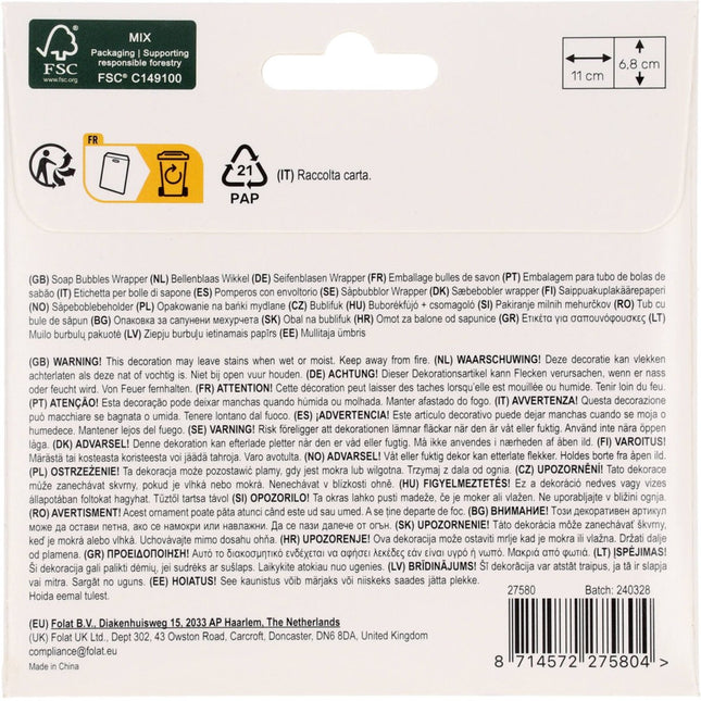 Voetbal Stickers Voor Bellenblaasflesjes 11cm 6st van Folat koop je bij Partywinkel