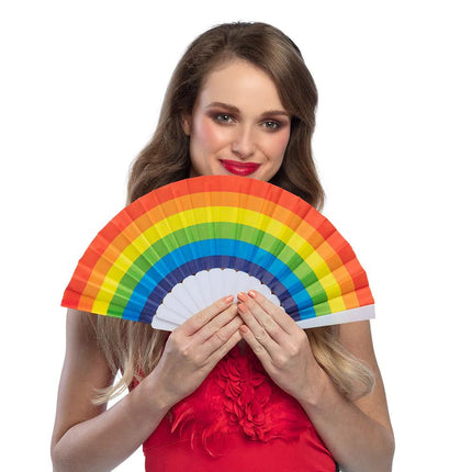 Waaier Regenboog Pride 23cm van Boland koop je bij Partywinkel