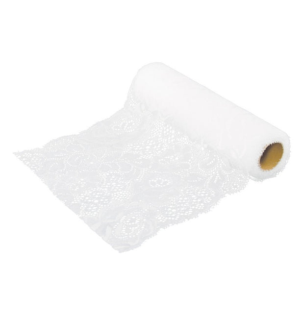 CINTA DE ENCAJE DE ALGODÓN BLANCO 18 CM X 3 M