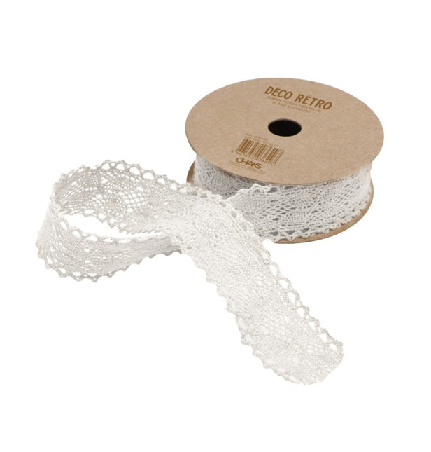 CINTA DE ENCAJE DE ALGODÓN BLANCO 2,5 CM X 2 M