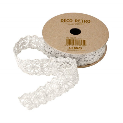 CINTA DE ENCAJE DE ALGODÓN BLANCO 2 CM X 2 M