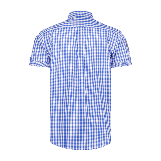 Wit Blauwe Blouse Heren Korte Mouw Traditioneel Geruit van Haus Huberts koop je bij Partywinkel
