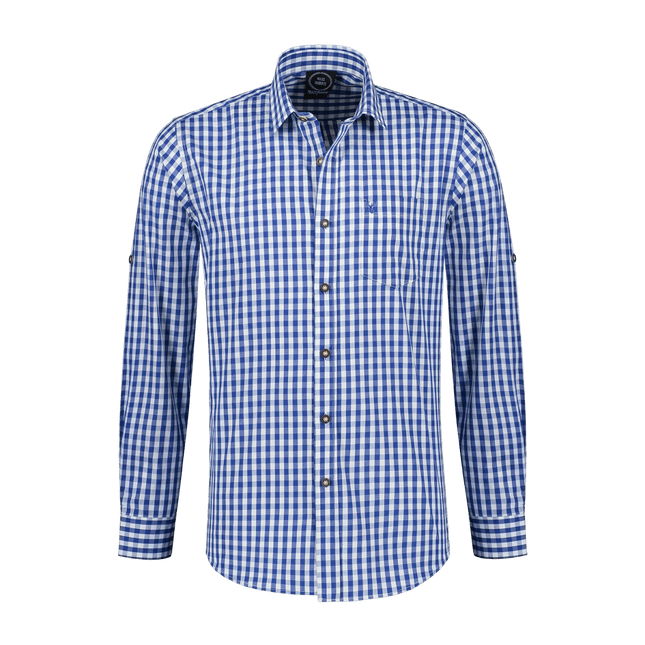 Wit Blauwe Blouse Heren Lange Mouw Krempelarm van Haus Huberts koop je bij Partywinkel