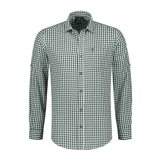 Wit Groene Blouse Heren Korte Mouw Krempelarm van Haus Huberts koop je bij Partywinkel