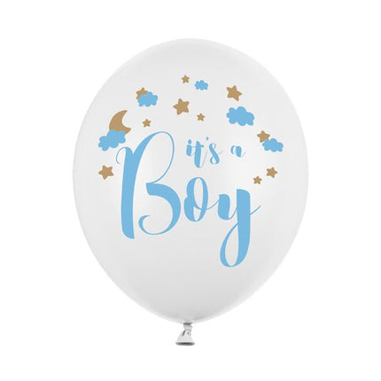 Witte Ballonnen It'S A Boy 30cm 6st van Partydeco koop je bij Partywinkel