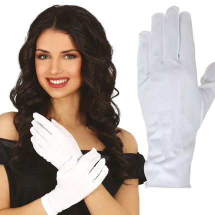 Witte Handschoenen Polyester 24cm van Fiestas Guirca koop je bij Partywinkel