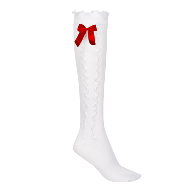 Witte Kousen Met Rode Strik 2st - Partywinkel - 8721077011752