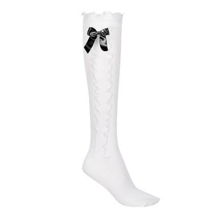 Witte Kousen Met Zwarte Strik 2st - Partywinkel - 8721077011776