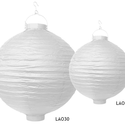 Witte Lampion Rond met lampje 20cm van Partydeco koop je bij Partywinkel