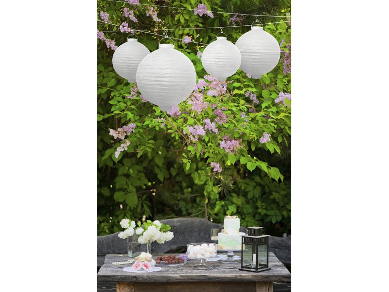 Witte Lampion Rond met lampje 30cm van Partydeco koop je bij Partywinkel