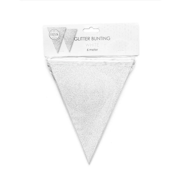 Witte Vlaggenlijn Glitter 6m van WeFiesta koop je bij Partywinkel