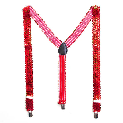 Tirantes rojos con lentejuelas y purpurina