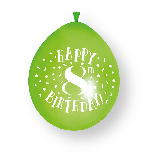10 piezas Globos de látex "Feliz 8º Cumpleaños 23cm