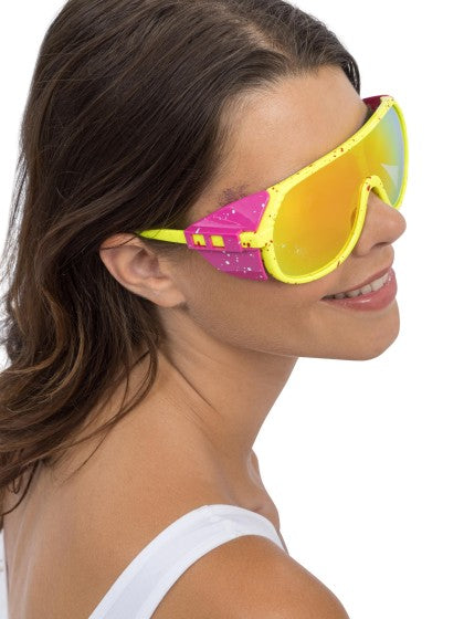 Gafas de fiesta retro amarillas y rosas, 15 cm