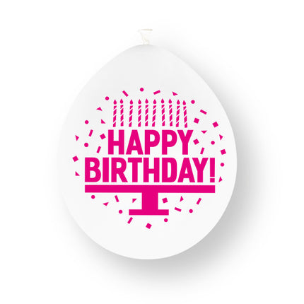 Globos de látex "Feliz Cumpleaños" rosa surtidos, 23 cm, 10 unidades