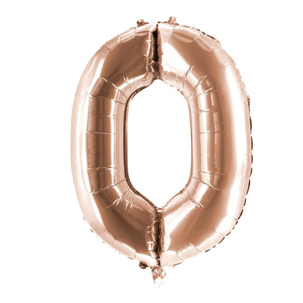 Globo «0» con número, color oro rosa, sin impresión, 85 cm